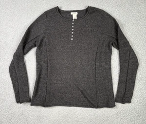 Sundance Sweater Top Large Gray Henley Silk Blend Homestead Stretch Minimalist - Picture 1 of 11