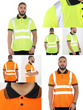 Mens Hi Vis Viz Vision Visibility Safety Reflective Work Wear Polo T Shirt Tops