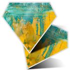 2 x Diamond Stickers 10 cm  - Modern Yellow Blue Oil Painting Art  #21901