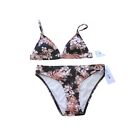 Nwt Hurley Floral Print 2 Pc Bikini Top & Moderate Coverage Bottom Swimsuit M