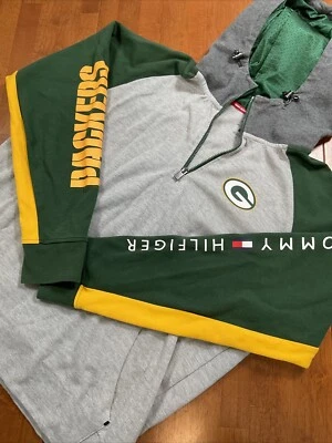 Tommy Hilfiger Sudadera Adulto Grande Green Bay Packers NFL 1/4 Cremallera Capucha Bolsillo Foto 1 de 4