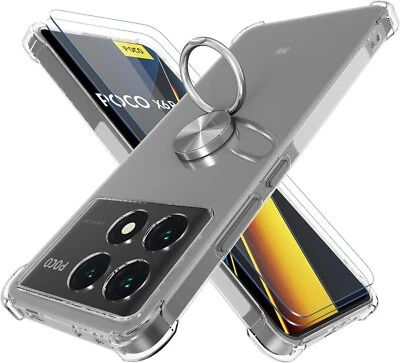 Funda, Transparente para Xiaomi Poco X6 Pro 5G,X6 Pro,M6 Pro Gel Teléfono Cubierta Anillo Soporte