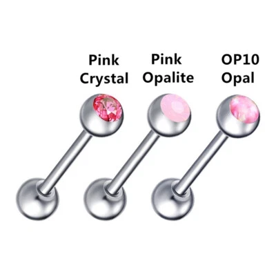 3X Surgical Steel CZ Crystal Opal Tongue Bar Barbell Nipple Piercing Jewelry Set - Image 1 of 4