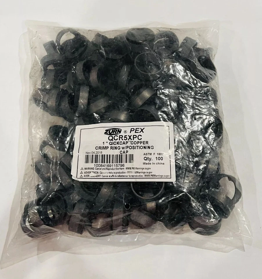 Zurn PEX QCR5XPC QickCap 1”-Inch Copper Crimp Ring with Positioning Cap
