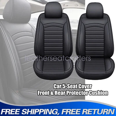 Car Front & Rear Full Set 5-Seat Protector Cushion Leather Black For Nissan Foto 1 de 4
