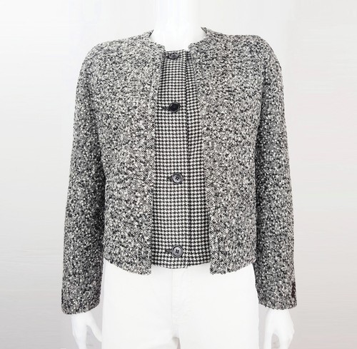 VALENTINO GARAVANI Giacca Blazer Lana Tweed Fibbia Corto Garavano Grigio 44 M L