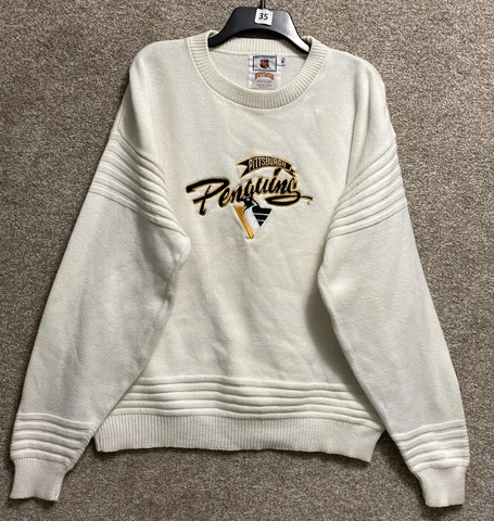 Vintage Nutmeg NHL Pittsburgh Penguins Cotton Knit Sweater Mens Size XL Cover