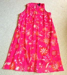 Nuevo sin etiquetas Vestido para Mujer-CHAPS RALPH LAUREN-rosa floral gasa trapecio mini Tropical-6 - Imagen 1 de 6