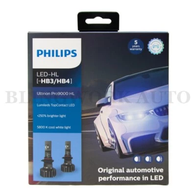 PHILIPS HB3 HB4 9005 9006 Ultinon Pro9000 LED Car Headlight Bulb Kit 5800K White - Image 1 of 4