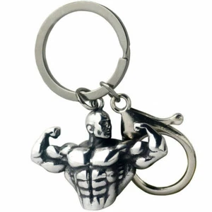New Gym Strongman Key Fob Metal Alloy Ring for Strong Keychain man Bodybuilder - Picture 1 of 4