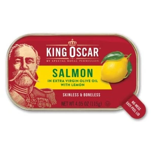 (3 pack) 4.05 oz King Oscar Skinless & Boneless Atlantic Salmon,EVOO with Lemon - Picture 1 of 8
