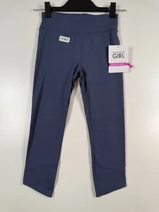 BNWT Athleta Girls Cross Hem Capri Leggings Gym Running Blue Sz L-12 11.5x18 - Picture 1 of 13