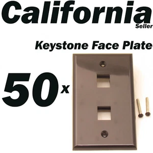 50 Faceplate 2 Port Keystone Jack RJ45 CAT5 CAT5e CAT6 Network Wall Plate Black  - Picture 1 of 8