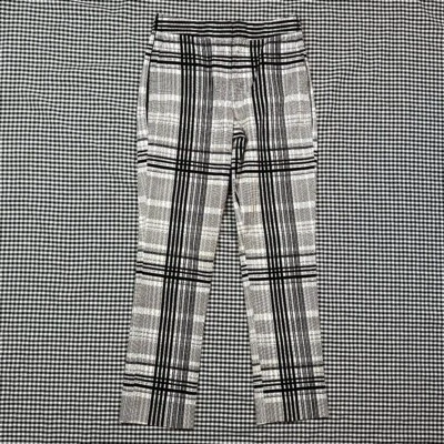 Pantalones de trabajo/oficina Diane von Furstenberg negros blancos a cuadros pierna recta talla 0 Foto 1 de 4