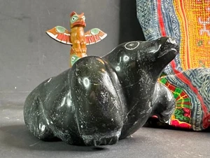 Old Inuit Carved Black Stone Seal with old collection number - Picture 1 of 21