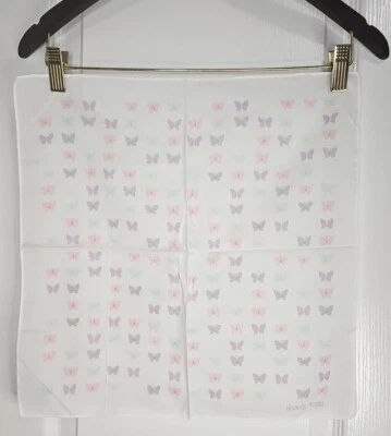 Винтажный Hanae Mori бабочка мотив носовой платок 16 «x 15» шарф хлопок цветной пастели - Изображение 1 из 4