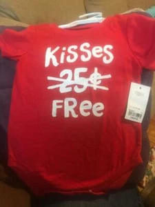 CITY STREETS Short Sleeve Red Baby 1 pc. KISSES FREE 6M NWT NEW Cute! - Picture 1 of 2