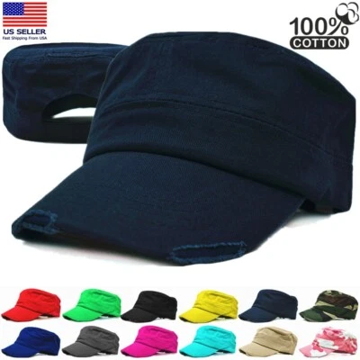 GLORY MAX TRADING CORP. Cadet Hat Army Castro Baseball Cap Military Distressed Cotton Vintage Camo Hats