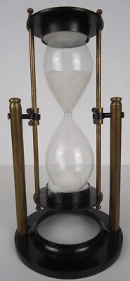 沙漏沙游戏计时器黄铜/黑色金属白色沙印度 RPG 棋盘卡  — 第 1/4 张图片