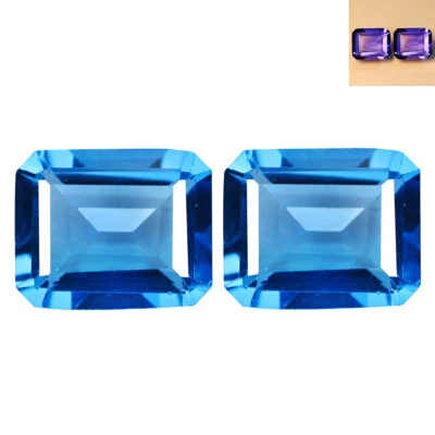 Par de piedras preciosas naturales de fluorita de cambio de color azul a púrpura de 7,75 quilates Foto 1 de 2