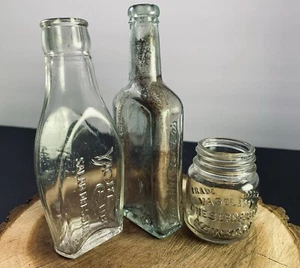 Antique Collectible Glass Bottles-3 Beautiful Old Vintage Medicine-Aqua - Picture 1 of 4