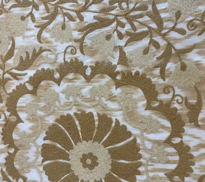 (1) Pottery Barn Gold Embroidered Pillow Cover - 20x20" - SAMPLE - Image 1 of 3