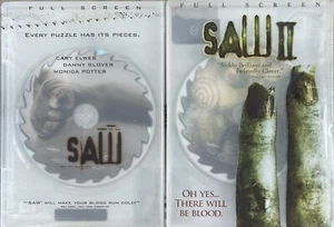 Saw & Saw II DVD’s Semi-Opaque Cases Full Screen Tobin Bell Horror Mystery - Picture 1 of 8