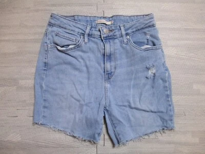 Levis 721 Shorts Womens W28 Blue Cut Off Raw Hem Jorts Stretch Festival Holiday - Image 1 of 4