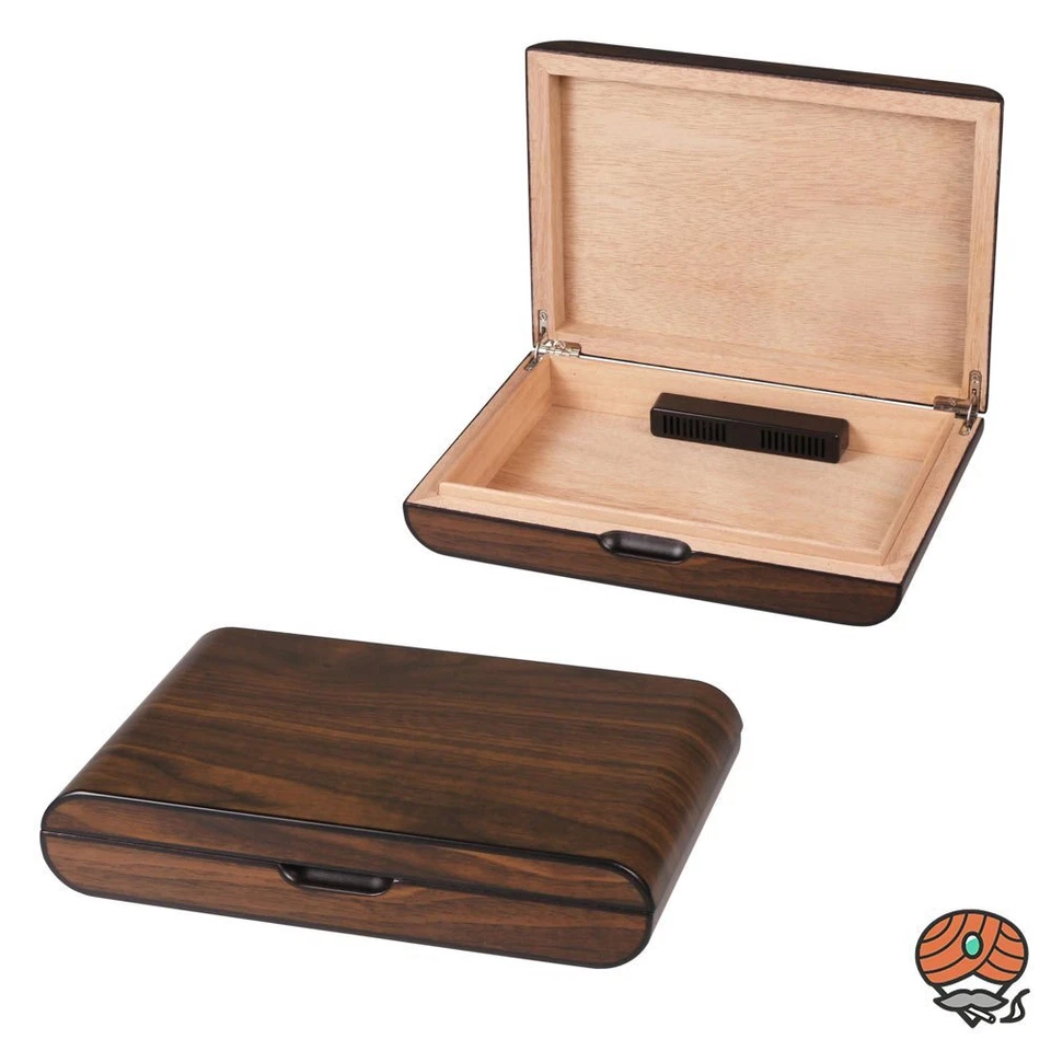 Hauser Humidor Holzdekor dunkles Walnuss Design abgerundet bis zu 10 Zigarren