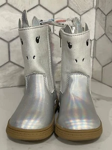 Carter's Toddler Girls Eliska Unicorn Boot Silver/Rainbow Hair Size 7 - Picture 1 of 3