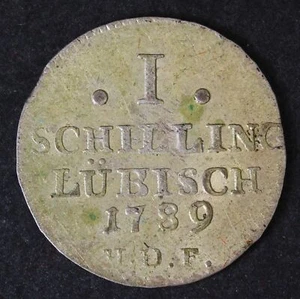 LUBECK (German State) 1 Schilling 1789 HDF - Silver 0.375 - VF - 340 - Picture 1 of 2
