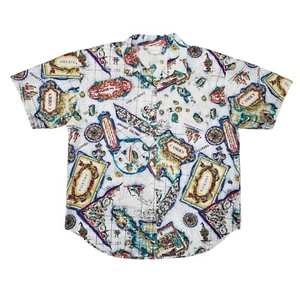 VTG RARE Graphic Maine Nautical Map Shirt L'Ocean Occidental USA 20W / 2XL Men - Picture 1 of 9