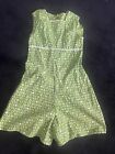 Vintage 60s 70s Lime Green One Piece Romper Shorts size S/M