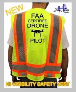 CERTIFIED DRONE PILOT HIGH VISIBILITY SAFETY VEST BLACK DESIGN - Picture 1 of 7