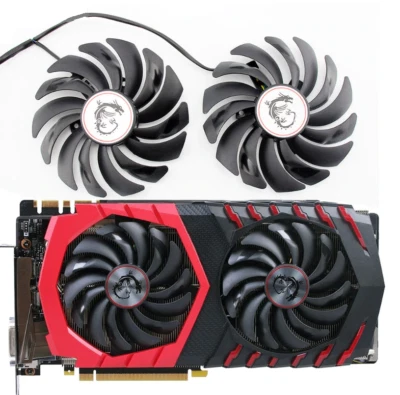 Pair Fans Cooling Fan For MSI RX 470 480 570 580 GTX1080Ti  4PIN PLD10010S12HH - Image 1 of 4