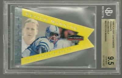 Banderín Peyton Manning 1998 Playoff Contenders #42 BGS 9,5 amarillo troquelado RC 10 Foto 1 de 2
