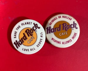 Vintage Hard Rock Cafe Pin Pinback Button Lot 2 1,5" 1990er GD03 - Bild 1 von 5
