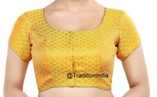Readymade Saree Blouse,Banarasi Chanderi Silk Blouse, Women's Yellow Sari Blouse