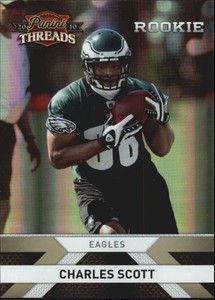 2010 Threads Gold Holofoil Eagles Football Card #214 Charles Scott /100