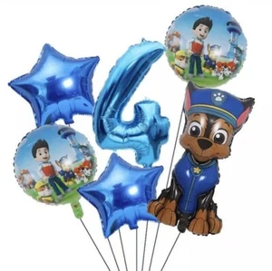 Globos PAW PATROL CHASE 4º Cumpleaños Fiesta Decoraciones Edad 4 Niños Niñas - Imagen 1 de 1