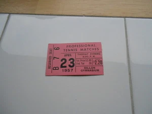 SELTEN Vintage Ap 23 1957 Professionelle Tennismatches Dillon Gymnasium Ticket Stub - Bild 1 von 1