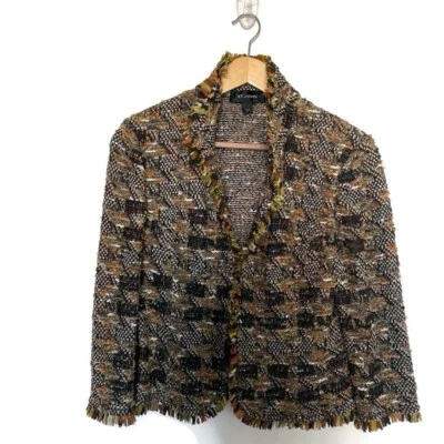 Blazer Blazer de Malha com Franjas para Mulheres St John Bege Tamanho 6 - Imagem 1 de 4