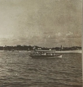 c1915 Freizeit Wasserfahrzeug - Einzigartiges Familienreisefoto Stereoview - Bild 1 von 3