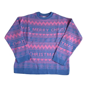 Asos Maternity Christmas Jumper Sweater Blue Sz 10 Fairisle Long Sleeve Pullover - Picture 1 of 7