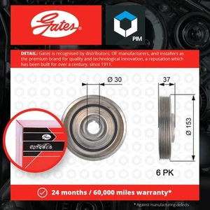 Crankshaft Pulley (TVD) fits VOLVO V50 545 2.0D 03 to 10 Gates 30725177 30725269 - Picture 1 of 4