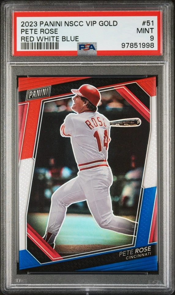 2023 Panini NSCC VIP золото #51 Pete Rose красный белый синий /15 PSA 9 - Изображение 1 из 1