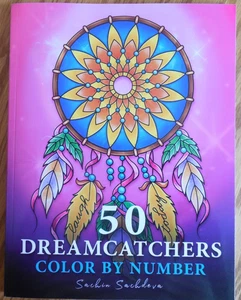 NEW Sachin Sachdeva "50 Dreamcatchers" Color By Number Coloring Book - Picture 1 of 7