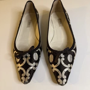 Prada Ballerinas schwarz silber Brokat spitz zulaufend Schleifendetail Damen Gr. 38 - Bild 1 von 5