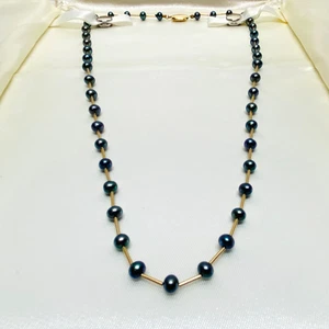 Collar Estación Perla Negra Oro Amarillo 14k 5mm 18" Whitehall Jewelers De Colección - Imagen 1 de 21