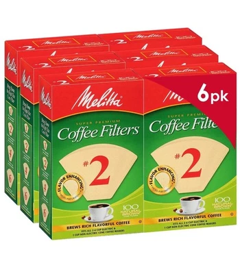 Filtros de café Melitta Cone, marrón natural, n.º 2, 100 filtros (paquete de 6) Foto 1 de 3